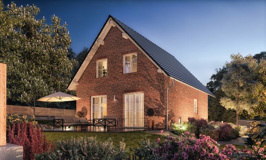 Raumwunder-100-Garten-Nacht-Klinker Beleuchtetes Haus